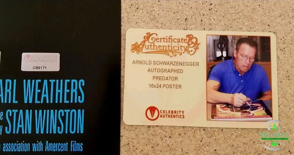 *Arnold Schwarzenegger Signed Autographed 18X24 Predator W/Celeb Authentics Coa & Proof* Rare!*