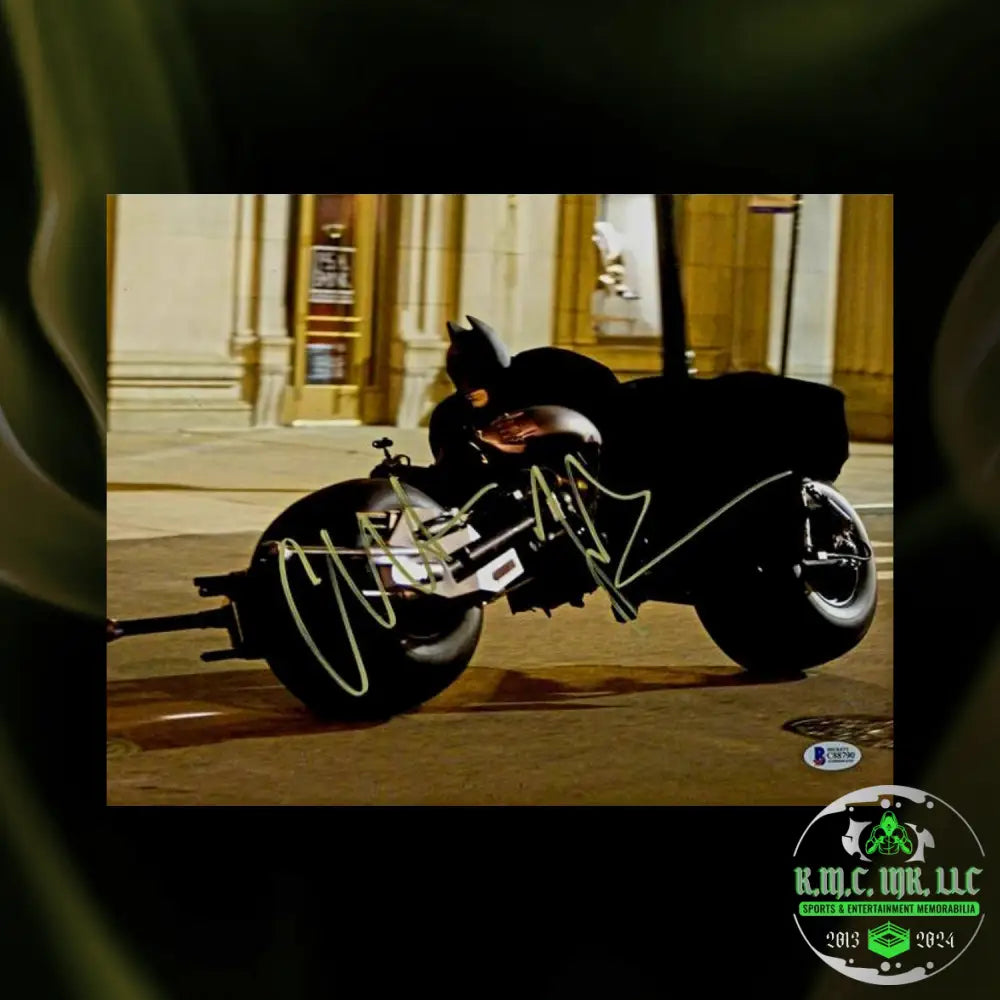 *Christian Bale The Dark Knight Signed Autographed 11X14 Bike Photo W/Beckett Bas: #Dkbale243