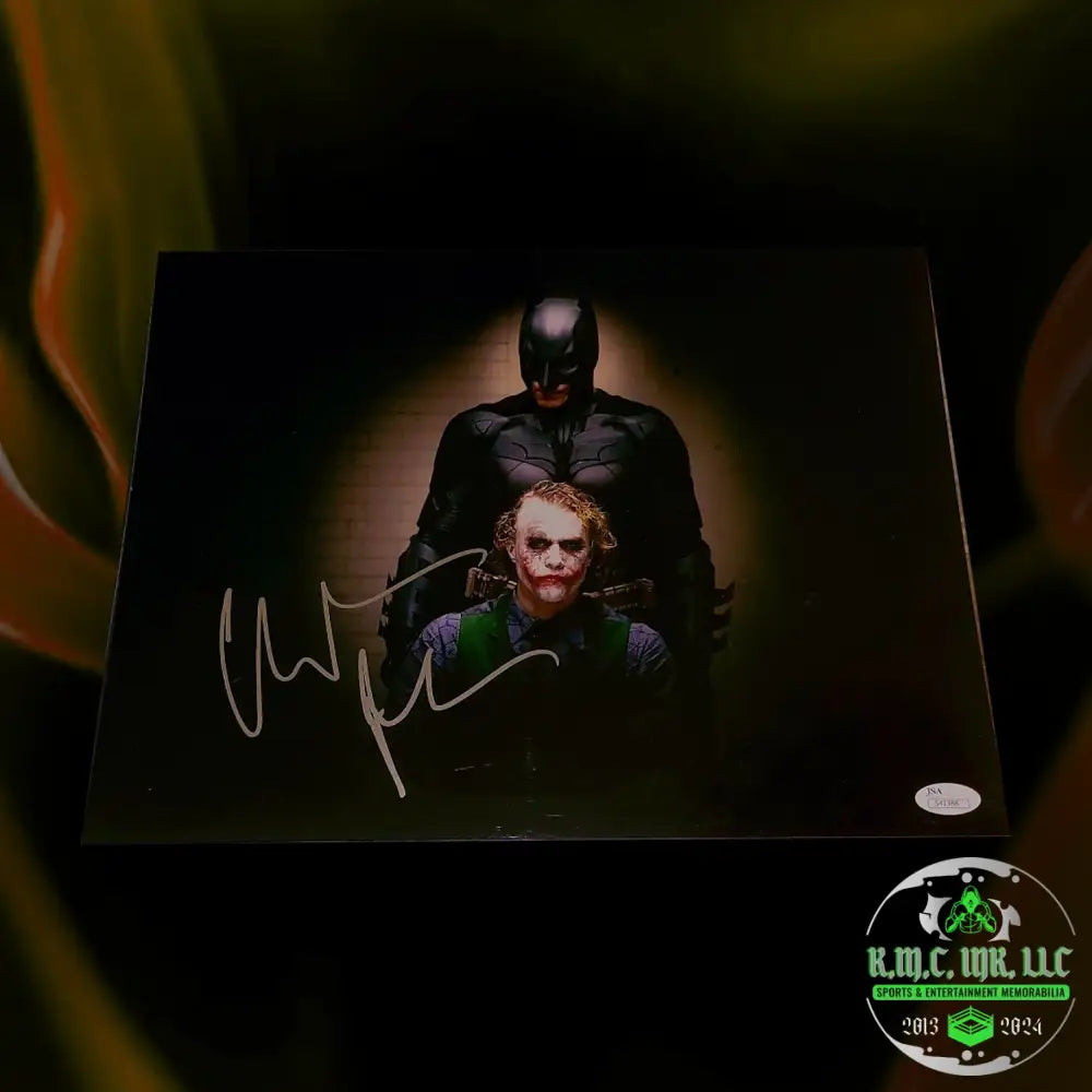*Christian Bale The Dark Knight Signed Autographed 11X14 Shadow Photo Batman Vs Joker W/Jsa*