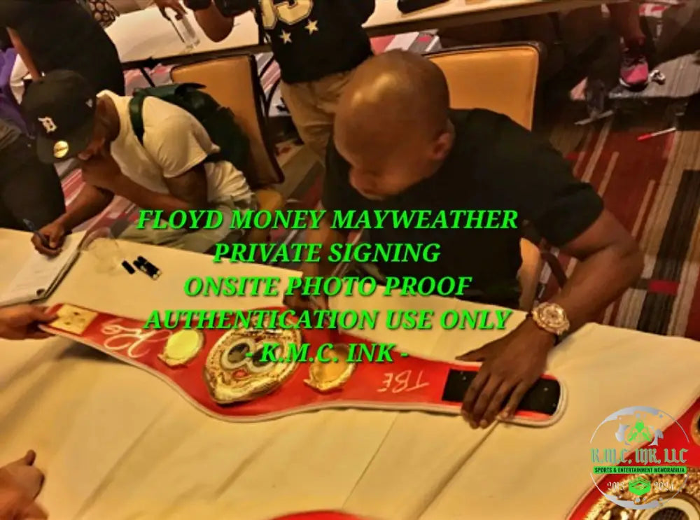 *Floyd Mayweather Signed Autographed + Inscribed ’Tbe’ Boxing Ibf Red Championship Title Belt