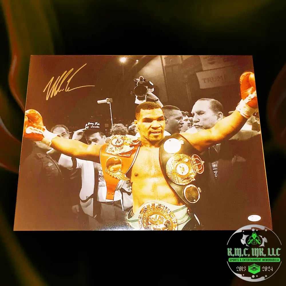 *Iron Mike Tyson Signed Autographed 16X20 All Championship Titles Poster W/Jsa Cert*