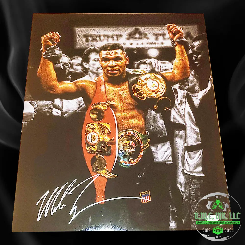 *Iron Mike Tyson Signed Autographed 16X20 Championship Titles V2 Poster W/Jsa Cert*