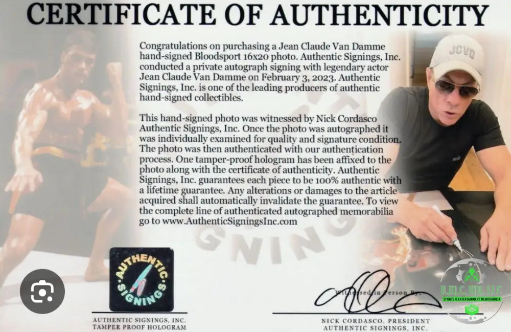 *Jean Claude Van Damme Jcvd Signed Autographed 16X20 Bloodsport Medallion Poster W/Proof Asi Holo*