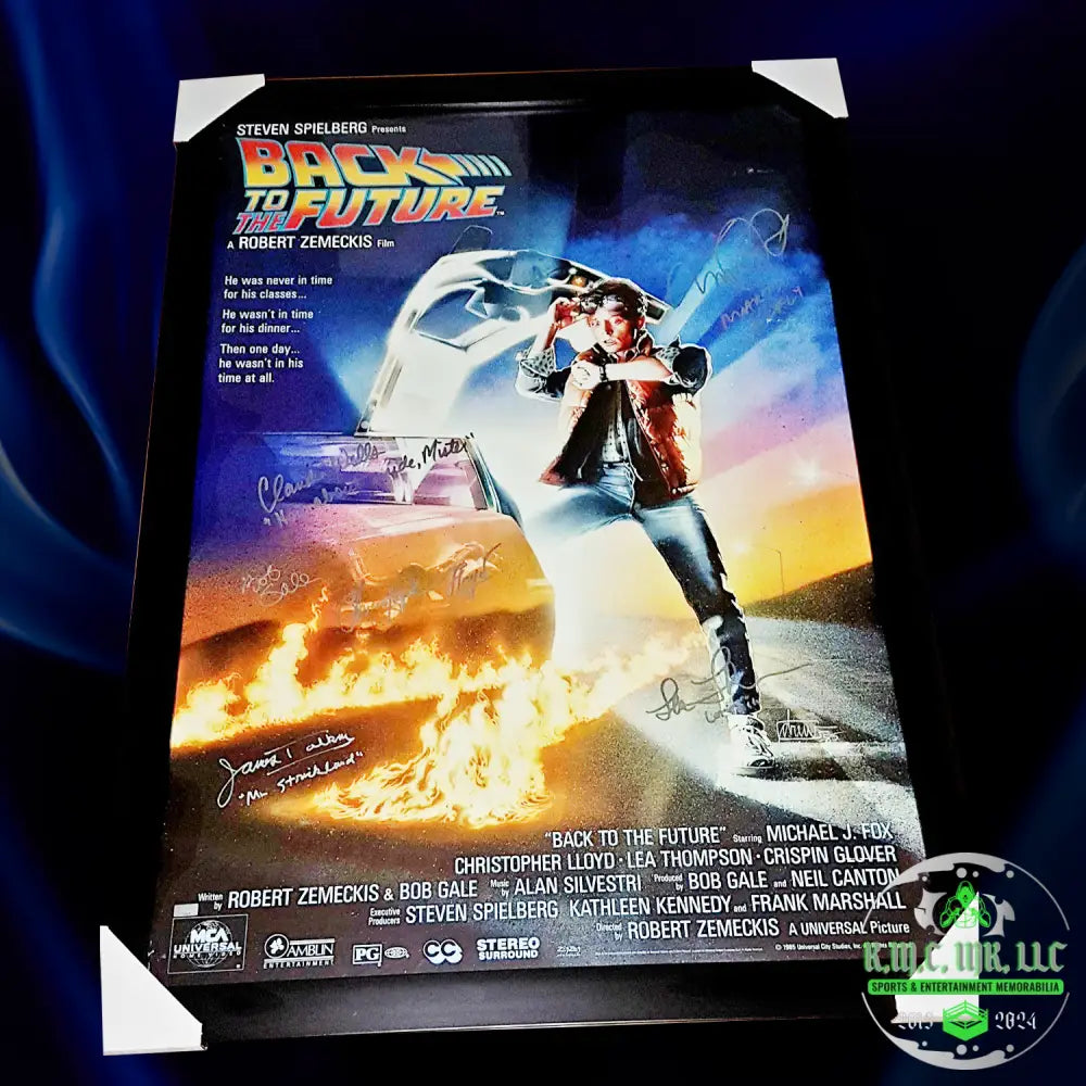 *Michael J Fox Back To The Future Cast Signed Autographed 27X40 Framed Poster: & Inscribed Mj