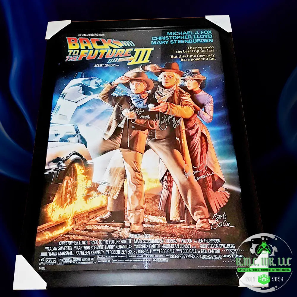*Michael J Fox Back To The Future Iii Cast Signed Autographed 27X40 Framed Poster: & Inscribed Mj