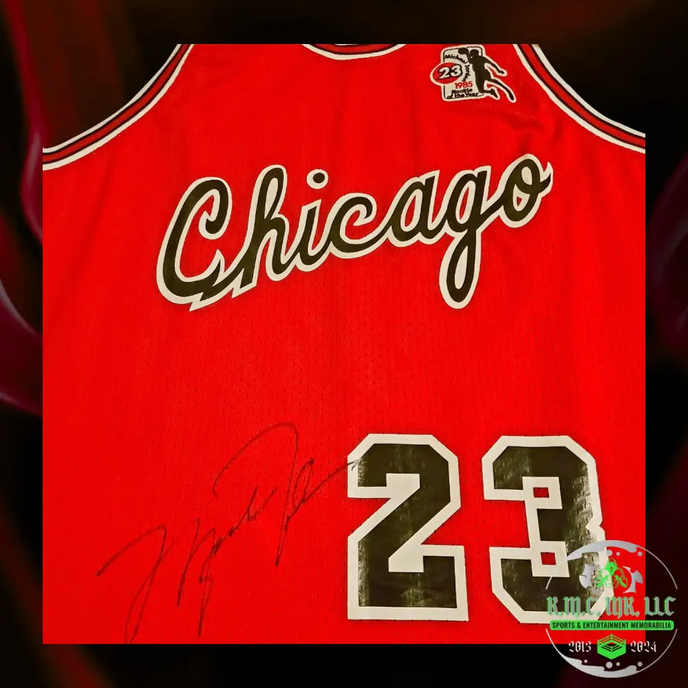 *Nba Michael Jordan Chicago Bulls Signed Autographed Official Artist Painted 1/1 Red Jersey W/