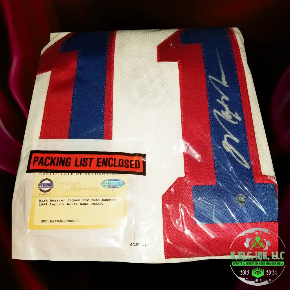 *Nhl Mark Messier #11 Signed Autographed 1994 Championship White Replica New York Rangers Jersey: