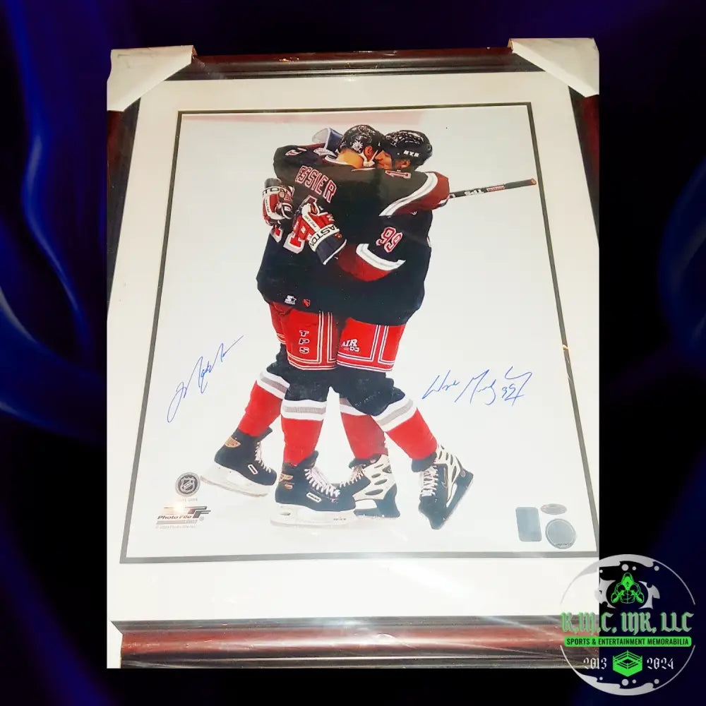 *Nhl Mark Messier & Wayne Gretzky Dual Signed Autographed 20X24 Custom Framed Nyr G.o.a.t Legends X