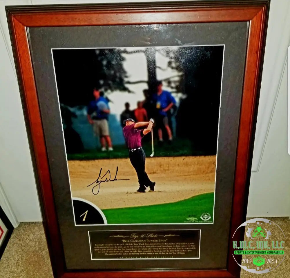 *Pga Tiger Woods #1 Of #10 Top Ten Canadian Bunker Shot Custom Framed Limited Edition Ultra Rare!