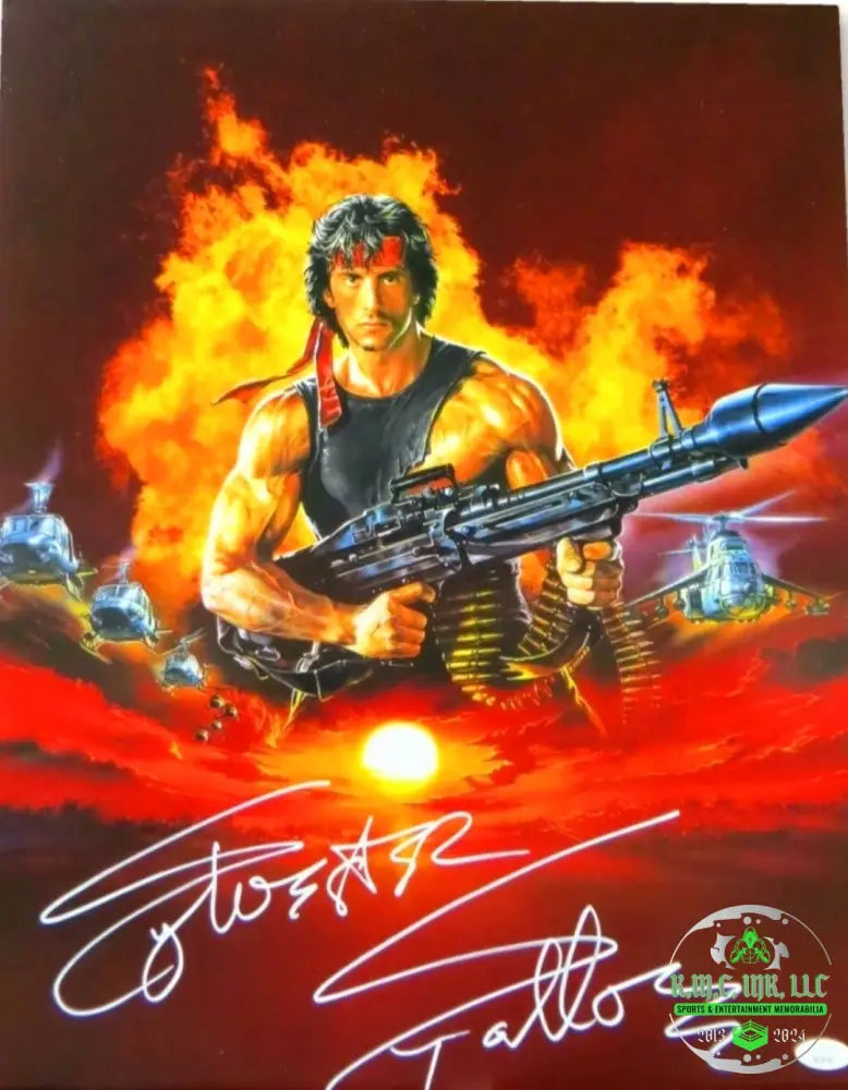 *Sylvester Stallone Rambo Signed Autographed 16X20 First Blood Collage Poster: Massive Signature &