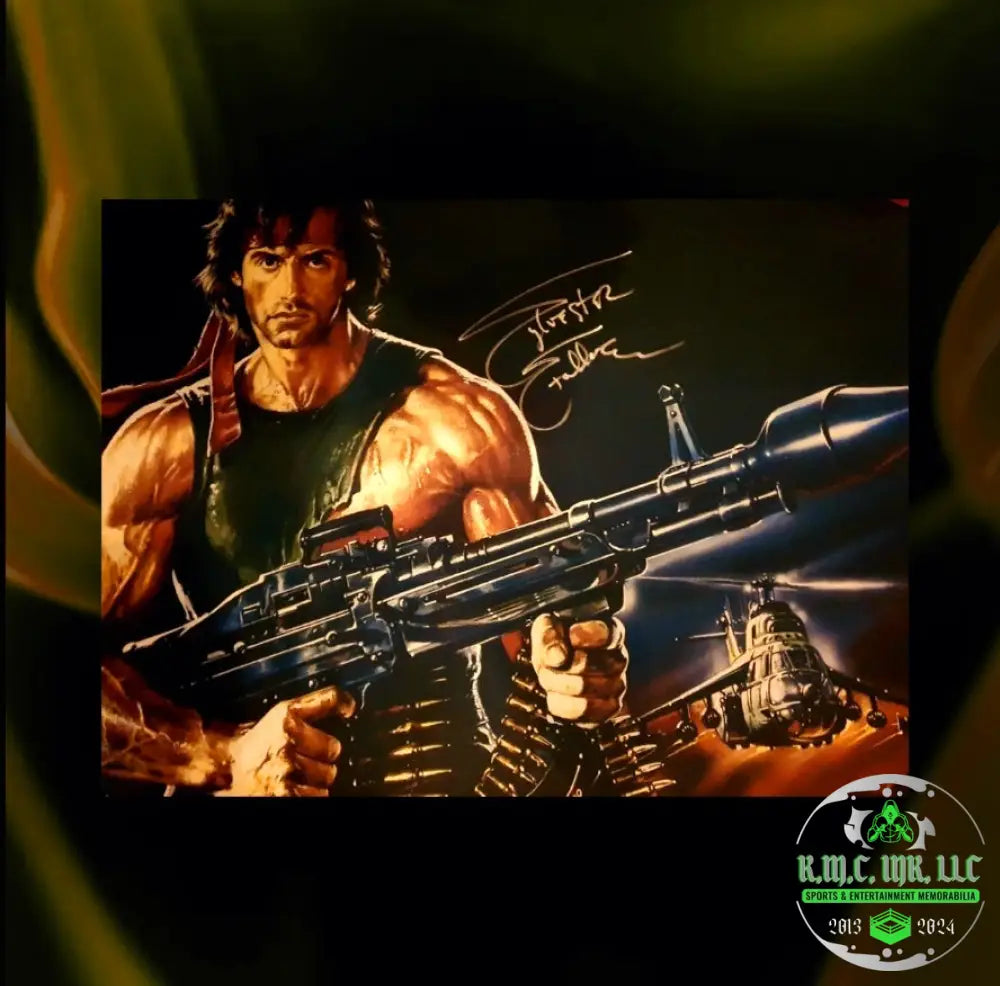*Sylvester Stallone Rambo Signed Autographed 24X36 Framed Custom First Blood Collage Poster: