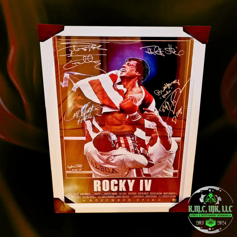 *Sylvester Stallone Rocky Iv Full Cast Signed Autographed & Inscribed 24X36 Framed Movie Poster W/