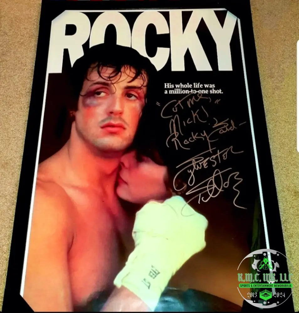 *Sylvester Stallone Rocky Signed Autographed & Inscribed *Cut Me Mick! Rock Said- 1/1* 24X36 Movie