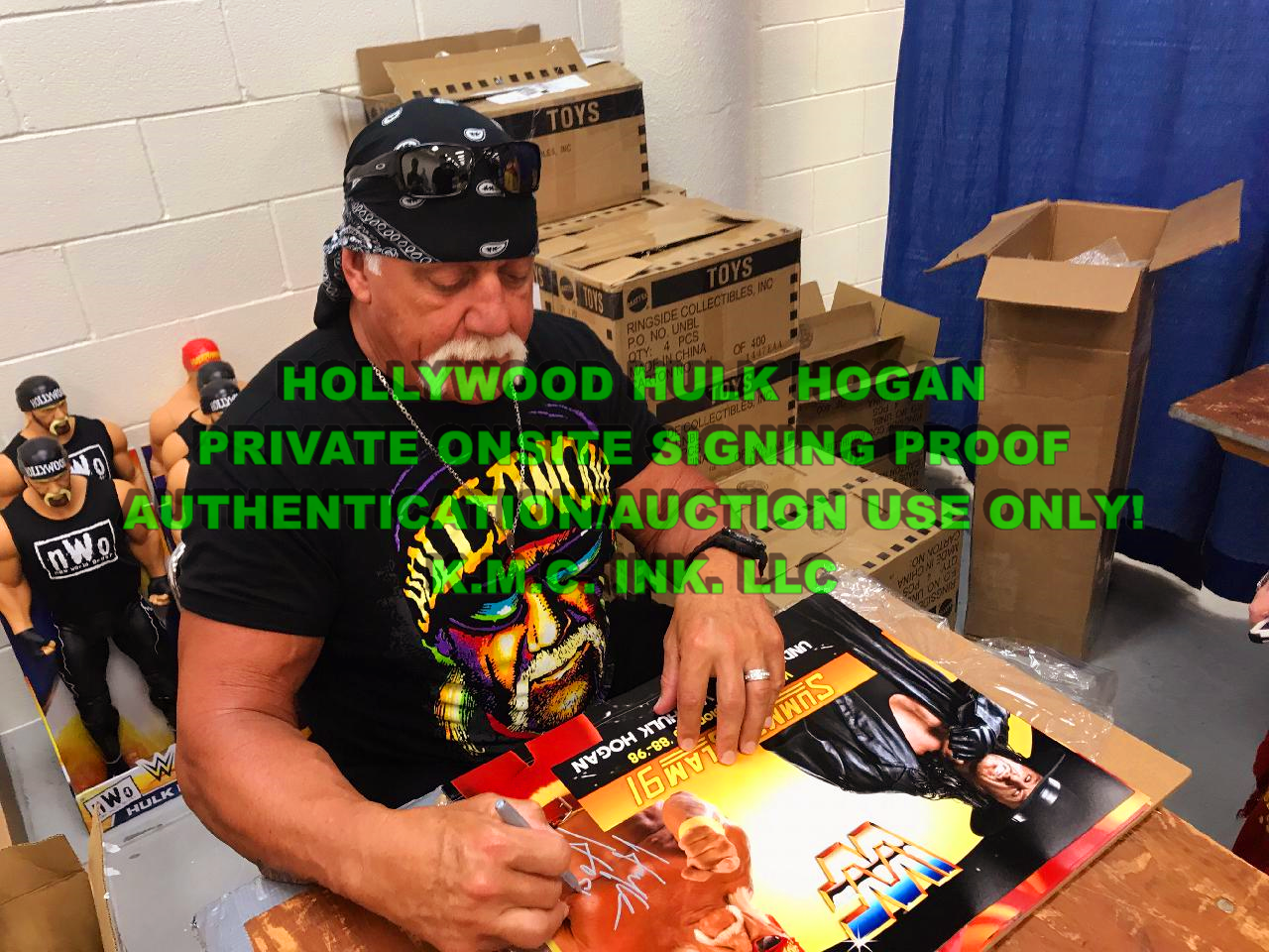 *WWE/WCW HULK HOGAN SIGNED AUTOGRAPHED 16X20 WWF HULKSTER VS TAKER COLLAGE W/JSA & ONSITE PROOF!*#HULKSTER145