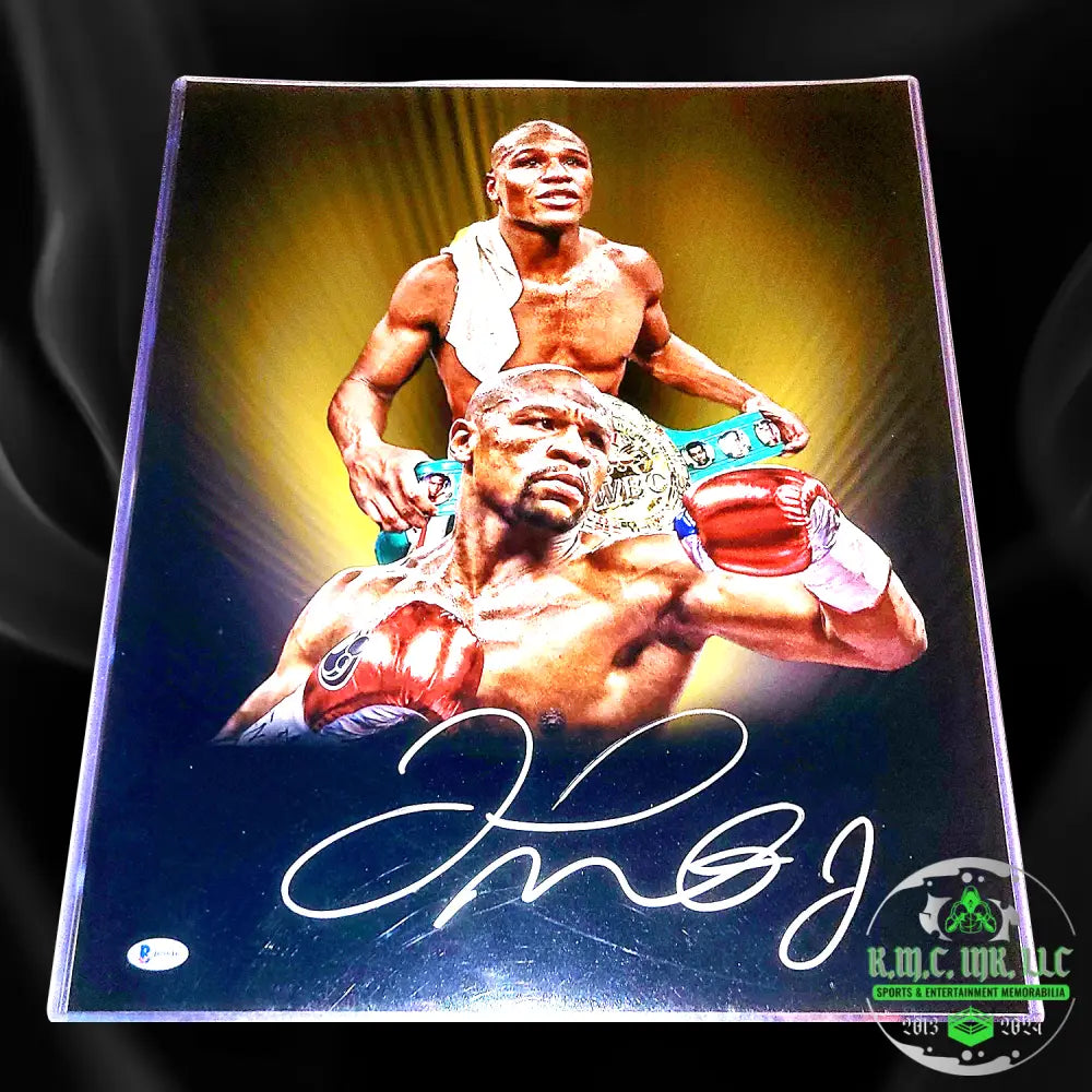 *Wbc Floyd Mayweather Signed Autographed 16X20 Custom Tbe Tmt Collage Poster W/Beckett Bas Cert*