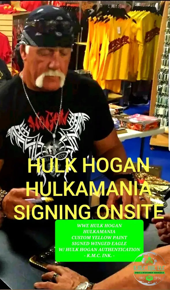 *Wwe Immortal Hulk Hogan Signed Autographed Wwf Winged Eagle Championship Title Custom Yellow Paint