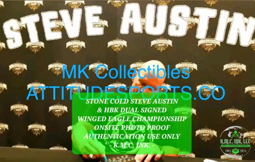 *Wwe Stone Cold Steve Austin & Shawn Michaels Hbk Dual Signed Autographed Wwf Winged Eagle
