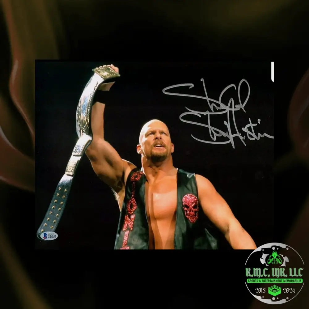 *Wwe Stone Cold Steve Austin Signed Autographed Smoking Skull Title 11X14 Photo W/ Beckett Bsa*