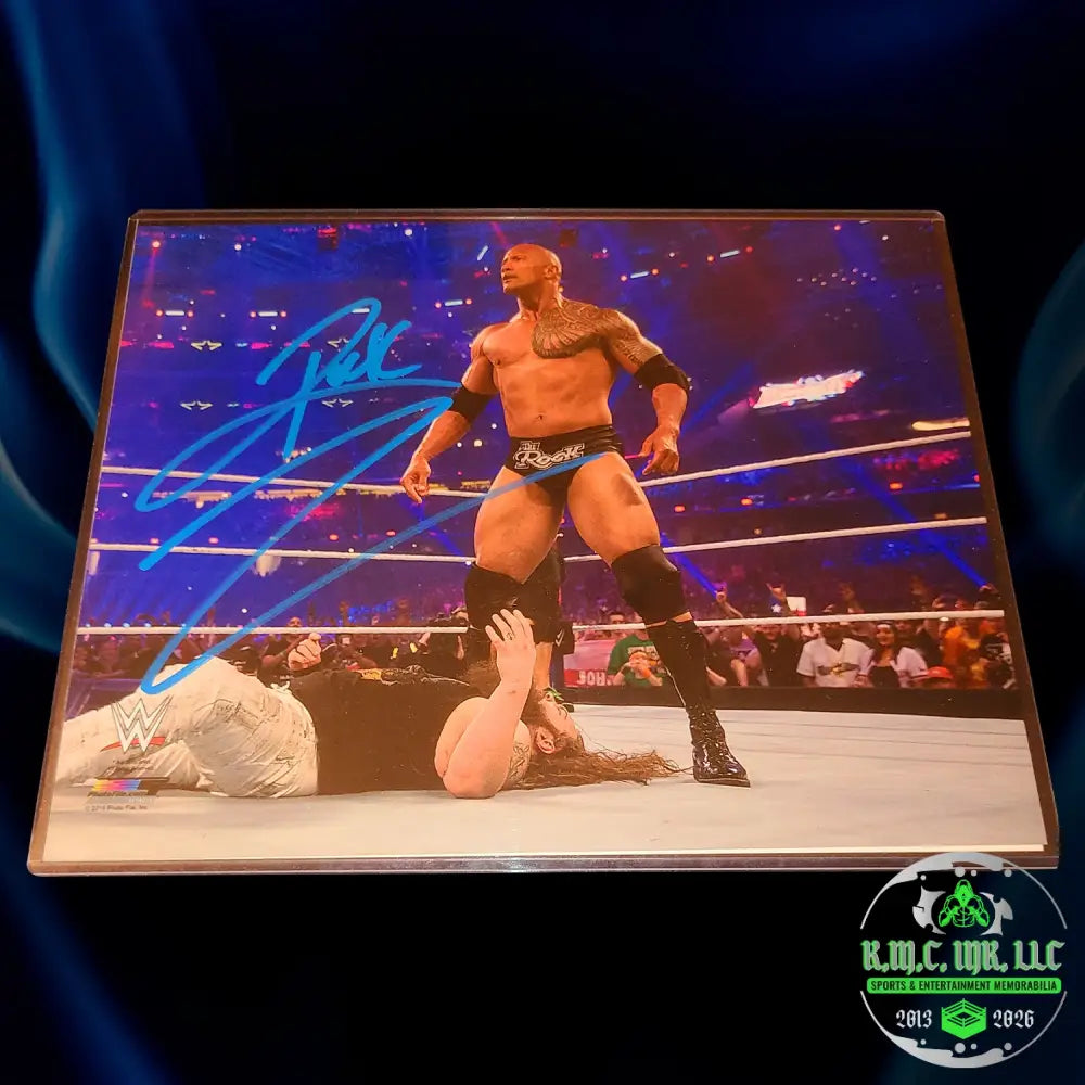 *Wwe The Rock Signed Autographed 8X10 Mania32 Photofile Blue* #Rock17