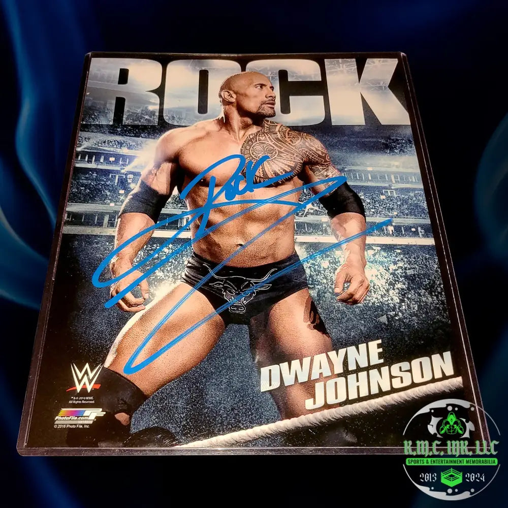 *Wwe The Rock Signed Autographed Collage 8X10 Official Photofile Blue* #Rock7