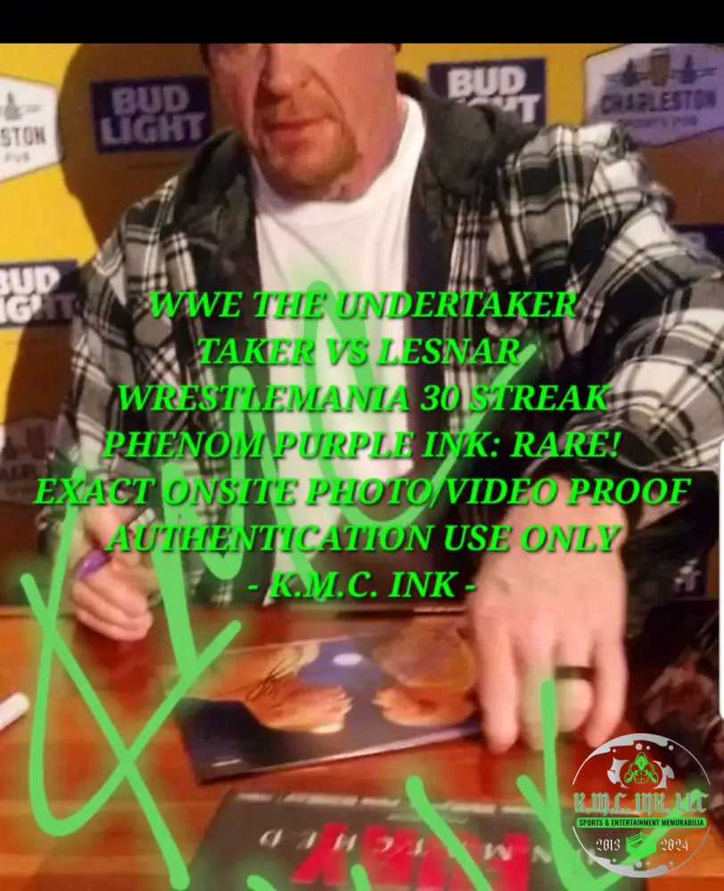 *Wwe The Undertaker & Brock Lesnar Dual Signed Autographed Wrestlemania Streak 8X10 Photo: Purple
