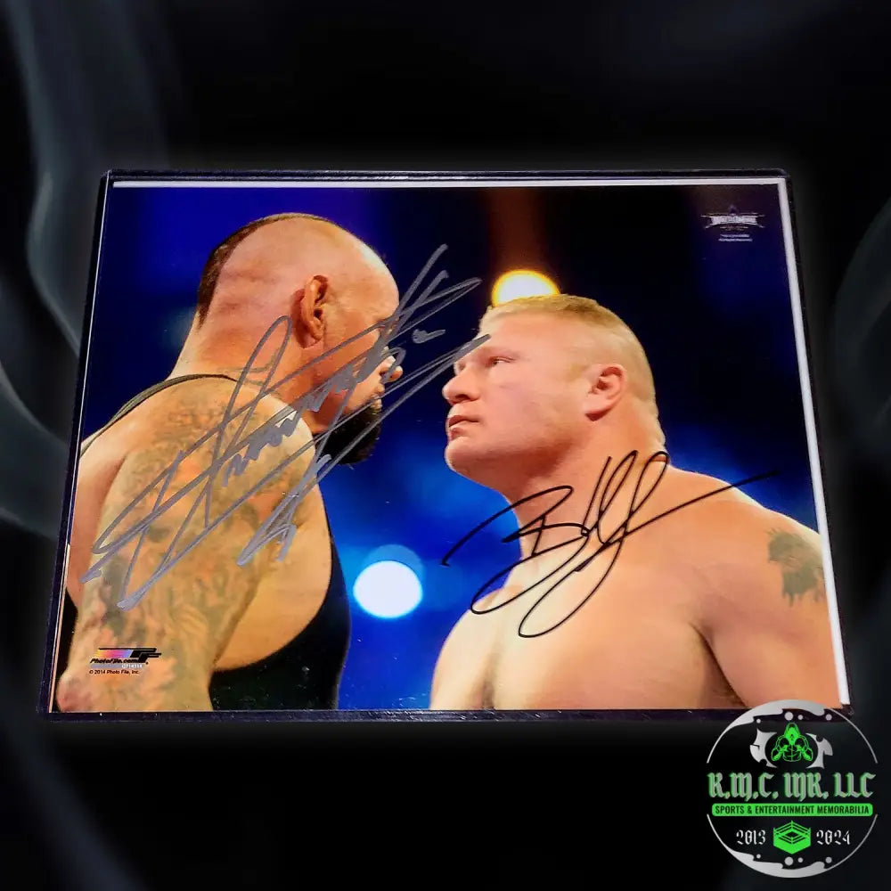 *Wwe The Undertaker & Brock Lesnar Dual Signed Autographed Wrestlemania Streak 8X10 Photo Ultra
