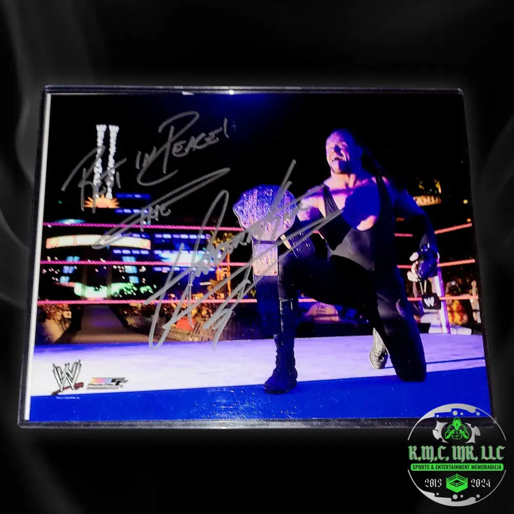 *Wwe The Undertaker Signed Autographed & Inscribed ’Rest In Peace!’ Purple Title Pose 8X10