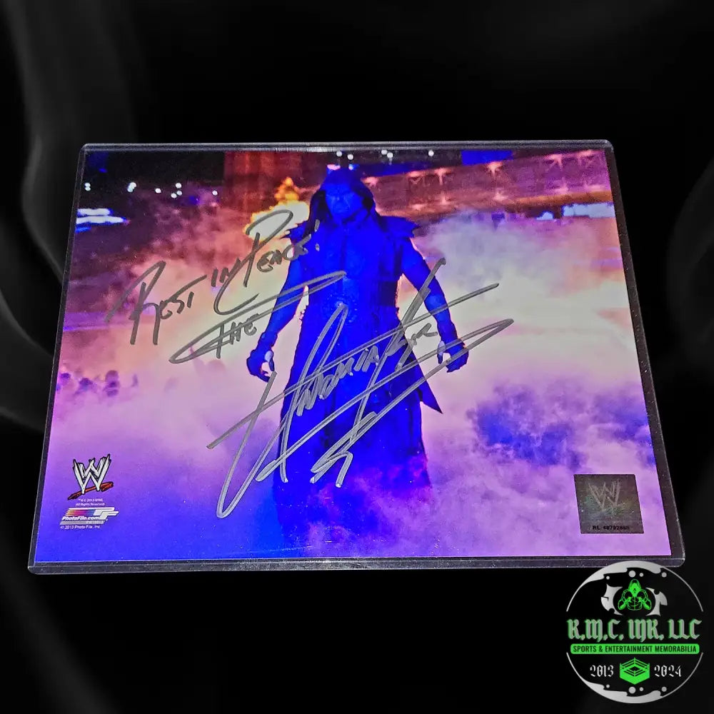 *Wwe The Undertaker Signed Autographed & Inscribed ’Rest In Peace!’ Purple Walkout 8X10