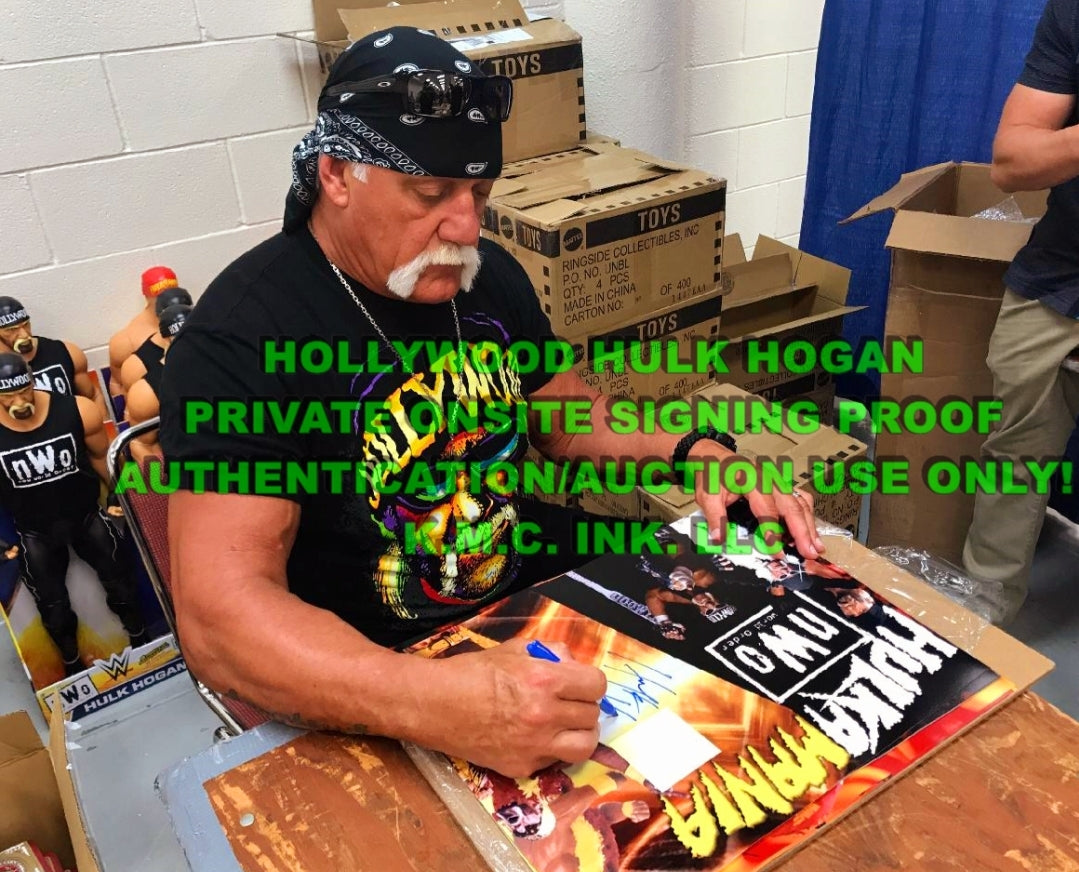 *WWE/WCW NWO HOLLYWOOD HULK HOGAN SIGNED AUTOGRAPHED & INSCRIBED "HOF 05" DUAL 16X20 COLLAGE W/ ASI HOLO & ONSITE PROOF!* #HOLLYWOODHOGANDUAL155A