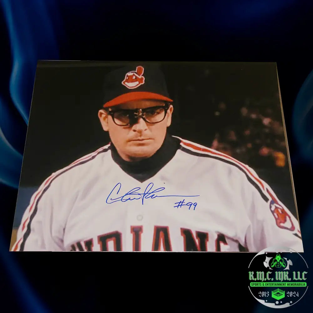 *Charlie Sheen Signed Autographed 16X20 Major League Ricky Vaughn #99 Poster V1 W/Proof#Vaughn384
