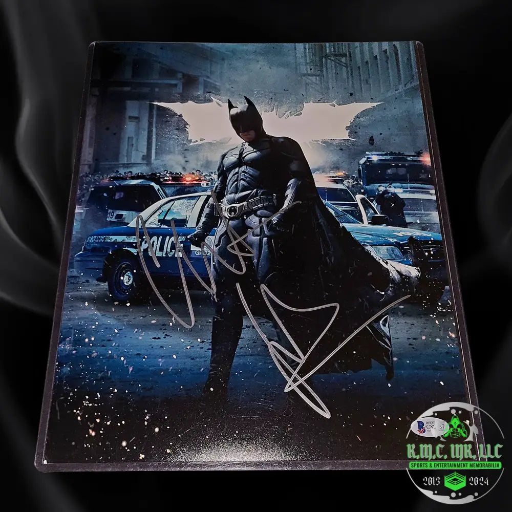 *Christian Bale The Dark Knight Signed Autographed 11X14 Gotham Logo Photo W/Beckett Bas: #Dkbale228