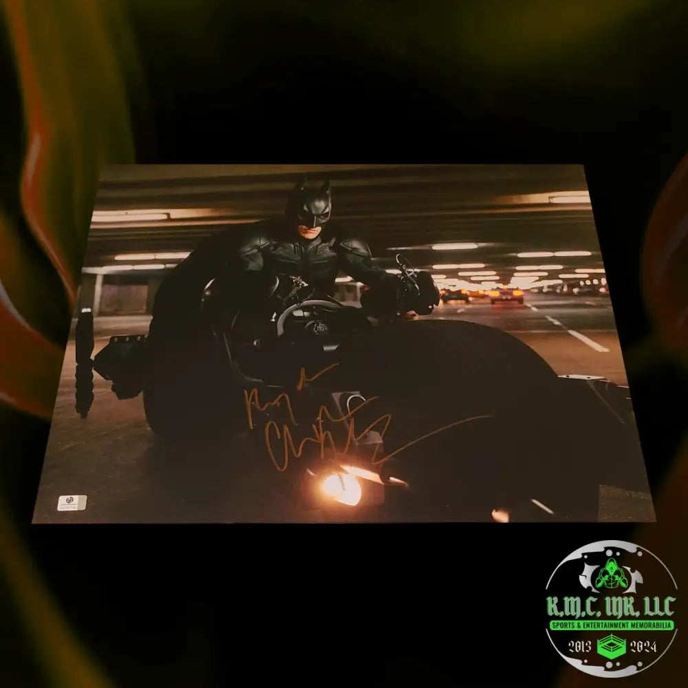 *Christian Bale The Dark Knight Signed Autographed 16X20 Poster Batpod Bike W/Gv Gold Sig*