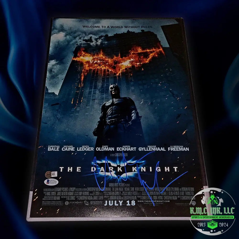 *Christian Bale The Dark Knightsigned Autographed Blue 11X17 Collage Photo W/Beckett Bas Cert/Holo:
