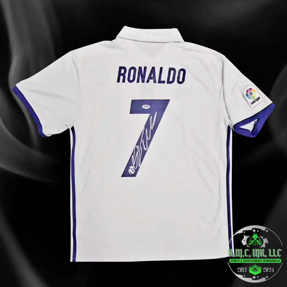 *Fifa Cristiano Ronaldo Cr7 Signed Autographed La Liga Blue & White Jersey W/ Psa/Dna Holo Cert*
