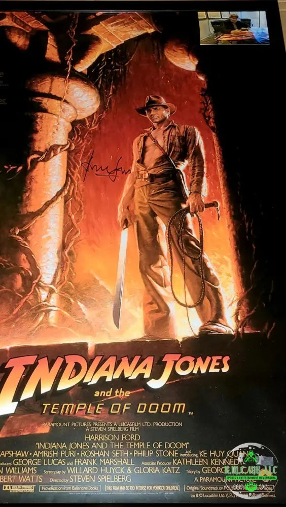 *Harrison Ford Indiana Jones Signed Autographed Temple Of Doom 27X40 Frame W/Onsite Proof &