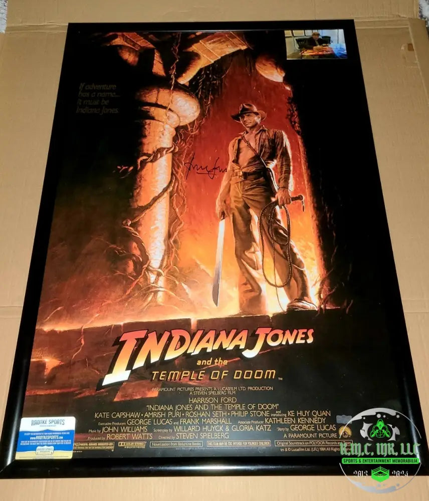 *Harrison Ford Indiana Jones Signed Autographed Temple Of Doom 27X40 Frame W/Onsite Proof &