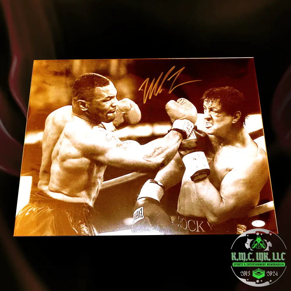 *Iron Mike Tyson Signed Autographed 16X20 Custom Vs Rocky Balboa Cinematic Collage Poster W/Jsa