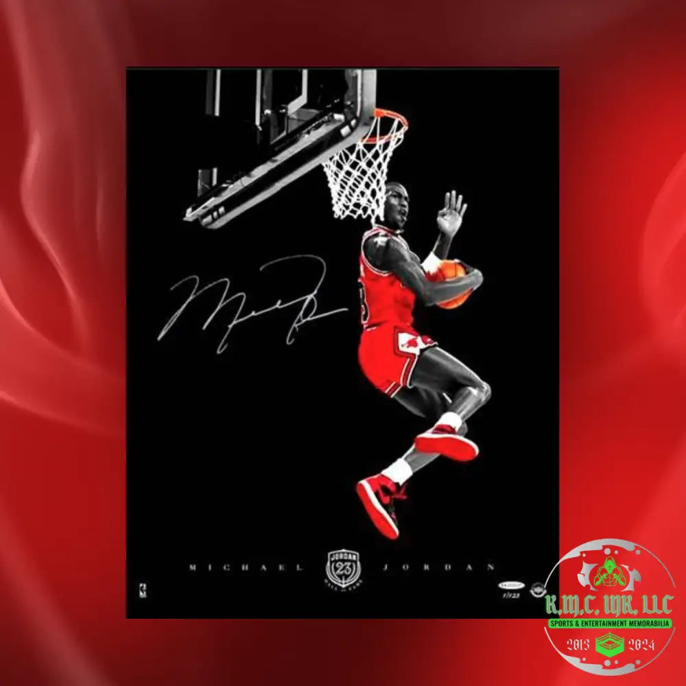 *Nba Michael Jordan Chicago Bulls Signed Autographed H.o.f. Limited Edition 16X20 Cradle Dunk