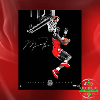 *Nba Michael Jordan Chicago Bulls Signed Autographed H.o.f. Limited Edition 16X20 Cradle Dunk