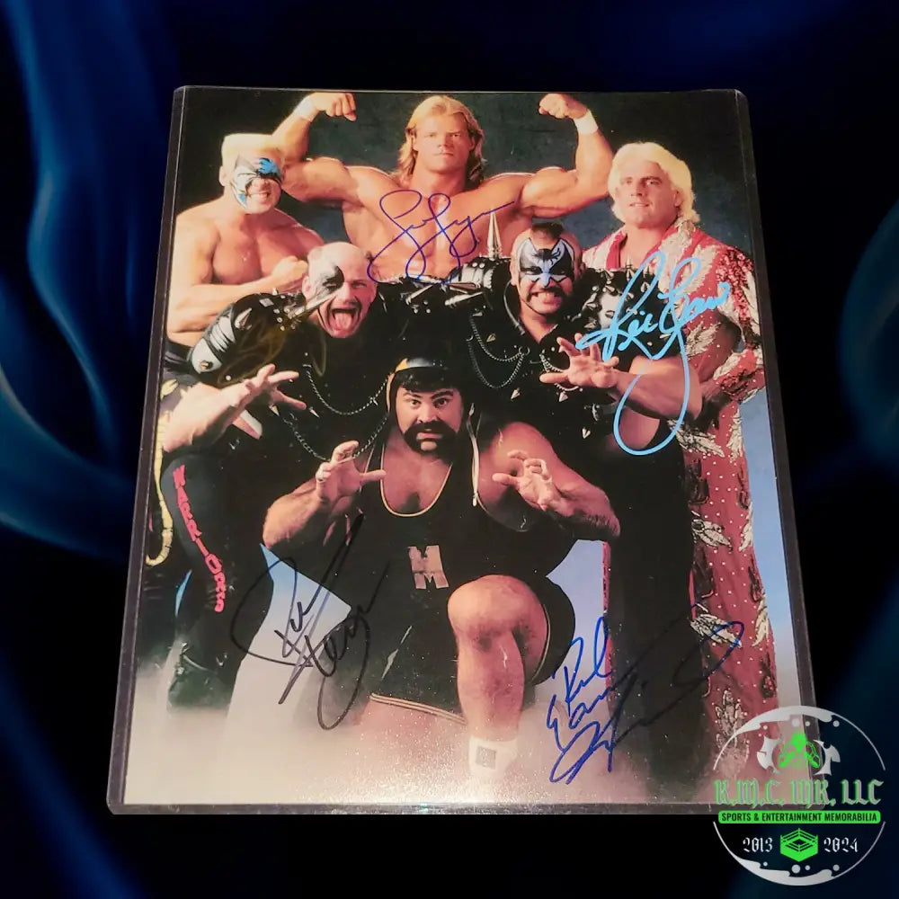 *Wcw Ric Flair/Sting/Lex Luger/Rick Steiner & Road Warriors Hawk Animal Signed Autograph Vintage