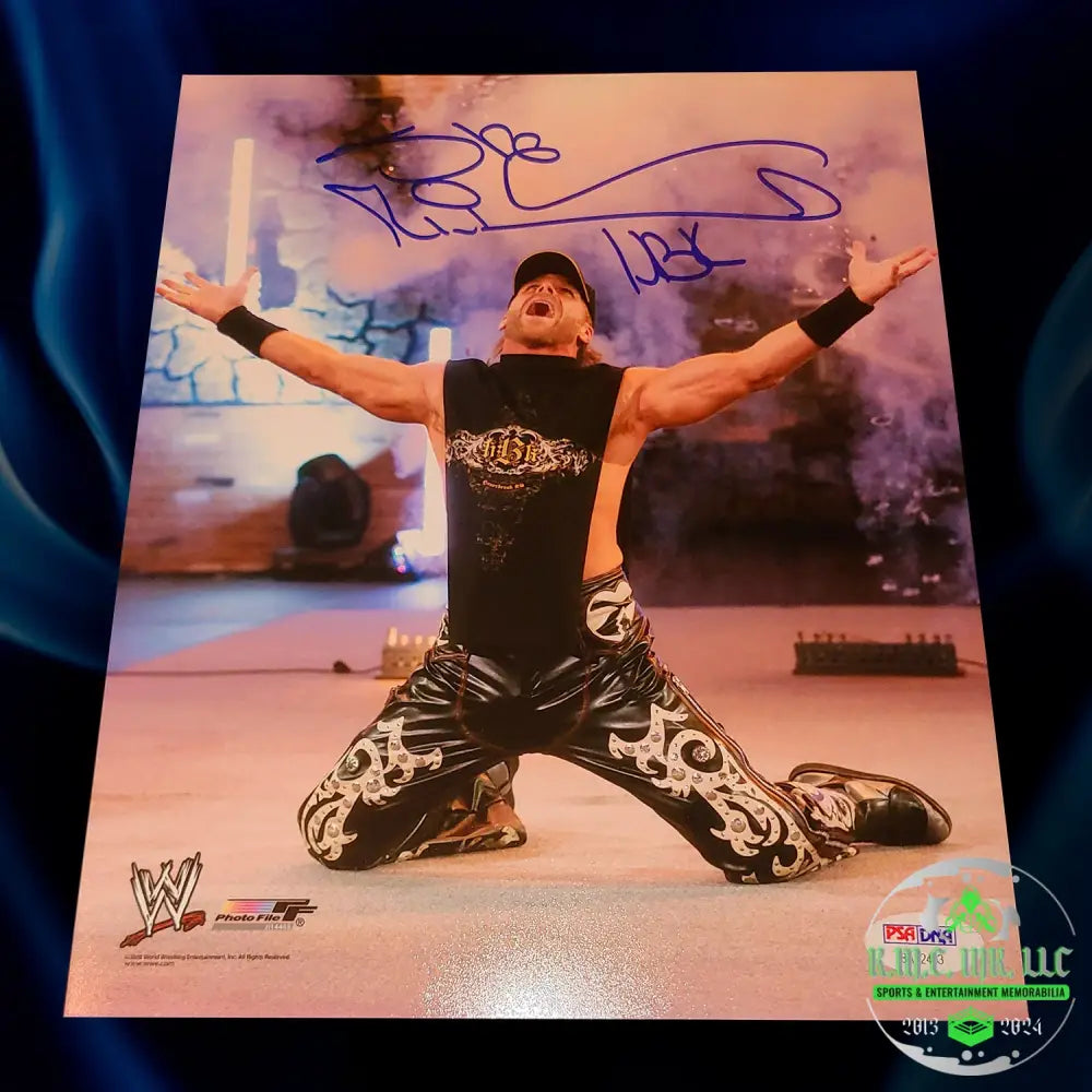 *Wwe Shawn Michaels Hbk Signed Autographed Blue Photofile 8X10 W/Psa #Hbk130