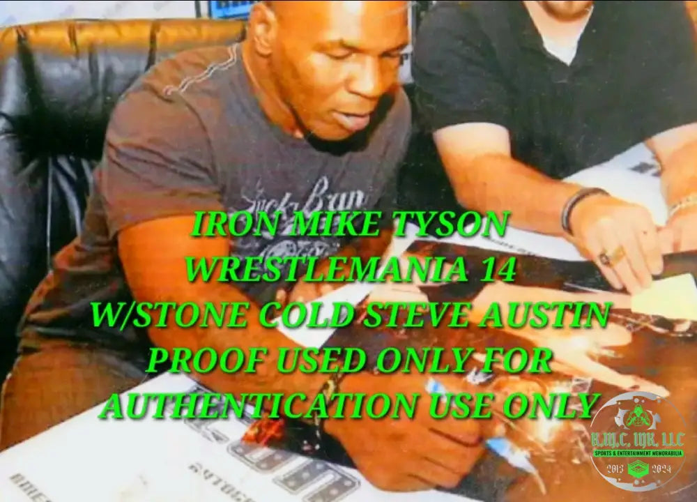 *Wwe Stone Cold Steve Austin & Mike Tyson Signed Autographed Mania Title 11X14 Photo (Mike Only)