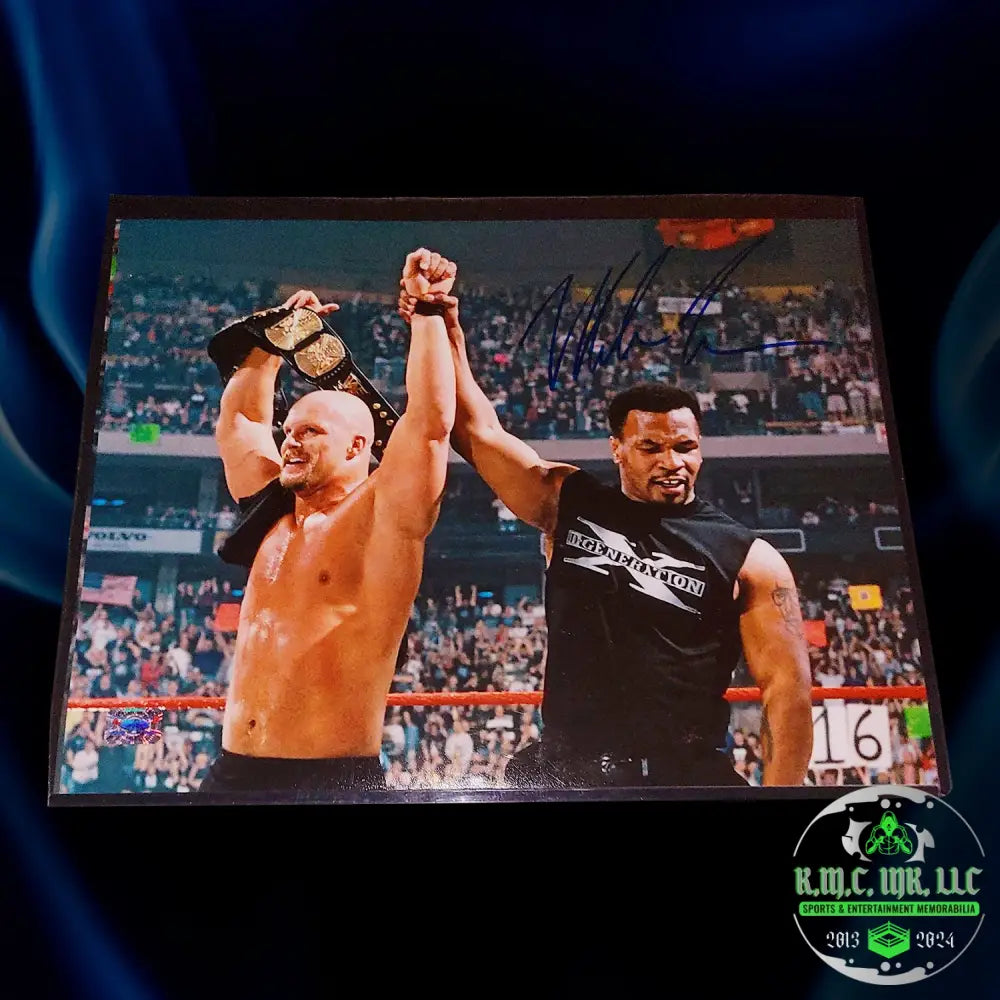 *Wwe Stone Cold Steve Austin & Mike Tyson Signed Autographed Mania Title 11X14 Photo (Mike Only)*