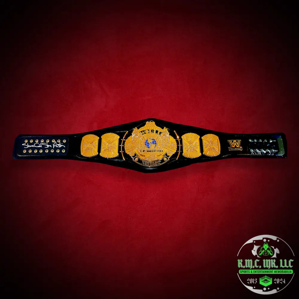 *Wwe Stone Cold Steve Austin Signed Autographed Wwf Winged Eagle Championship Title Beautiful Sig