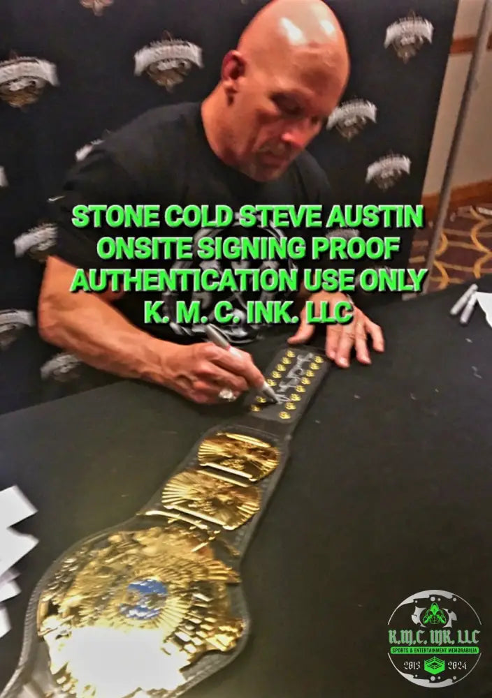 *Wwe Stone Cold Steve Austin Signed Autographed Wwf Winged Eagle Championship Title Beautiful Sig