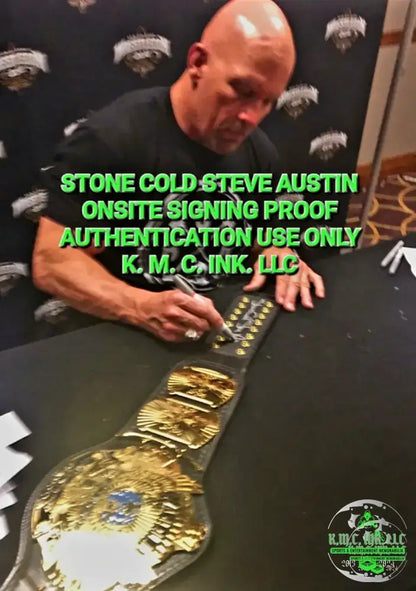 *Wwe Stone Cold Steve Austin Signed Autographed Wwf Winged Eagle Championship Title Beautiful Sig