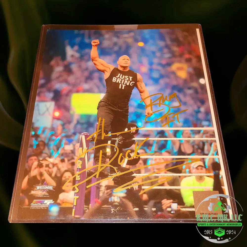 *Wwe The Rock Signed Autographed Inscribed ’Bring It!’ Gold Ink 8X10 Photofile* #Rock4