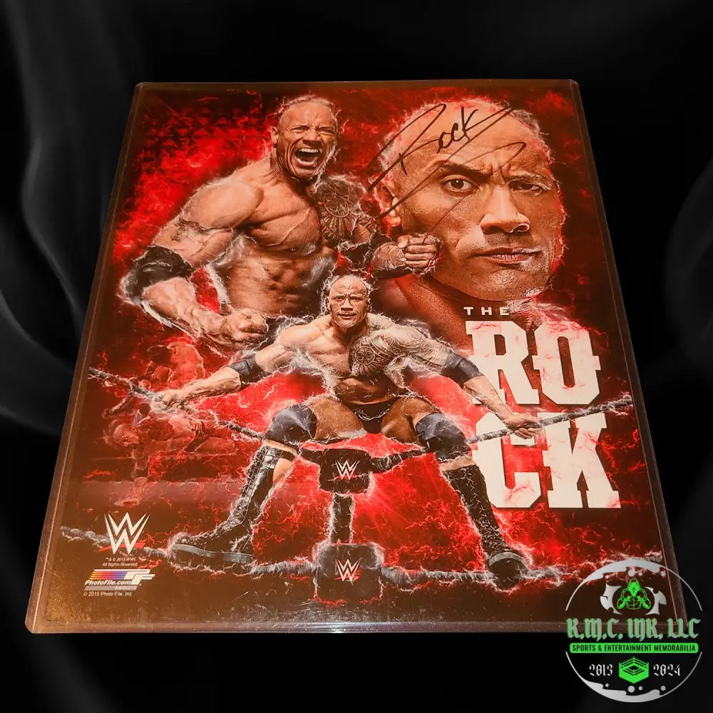 *Wwe The Rock Signed Autographed Official 8X10 Red/Black Photofile Collage* #Rock2