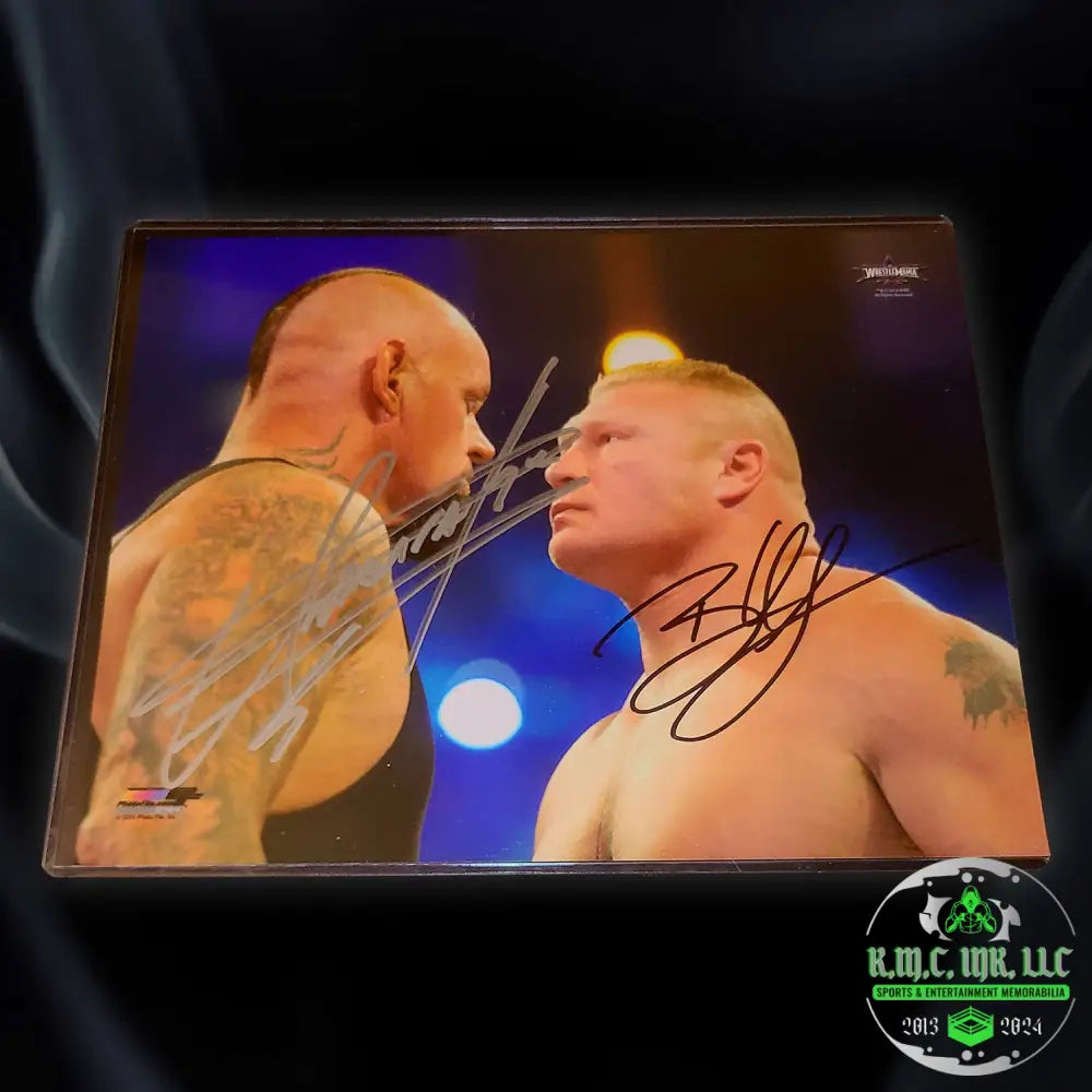 *Wwe The Undertaker & Brock Lesnar Dual Signed Autographed Wrestlemania Streak 8X10 Photo Ultra