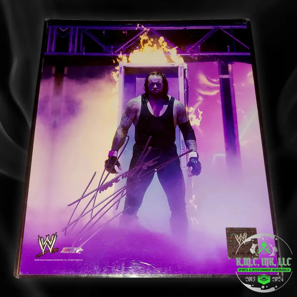 *Wwe The Undertaker Signed Autographed Purple Flames 8X10 V2 Photofile* #Taker77